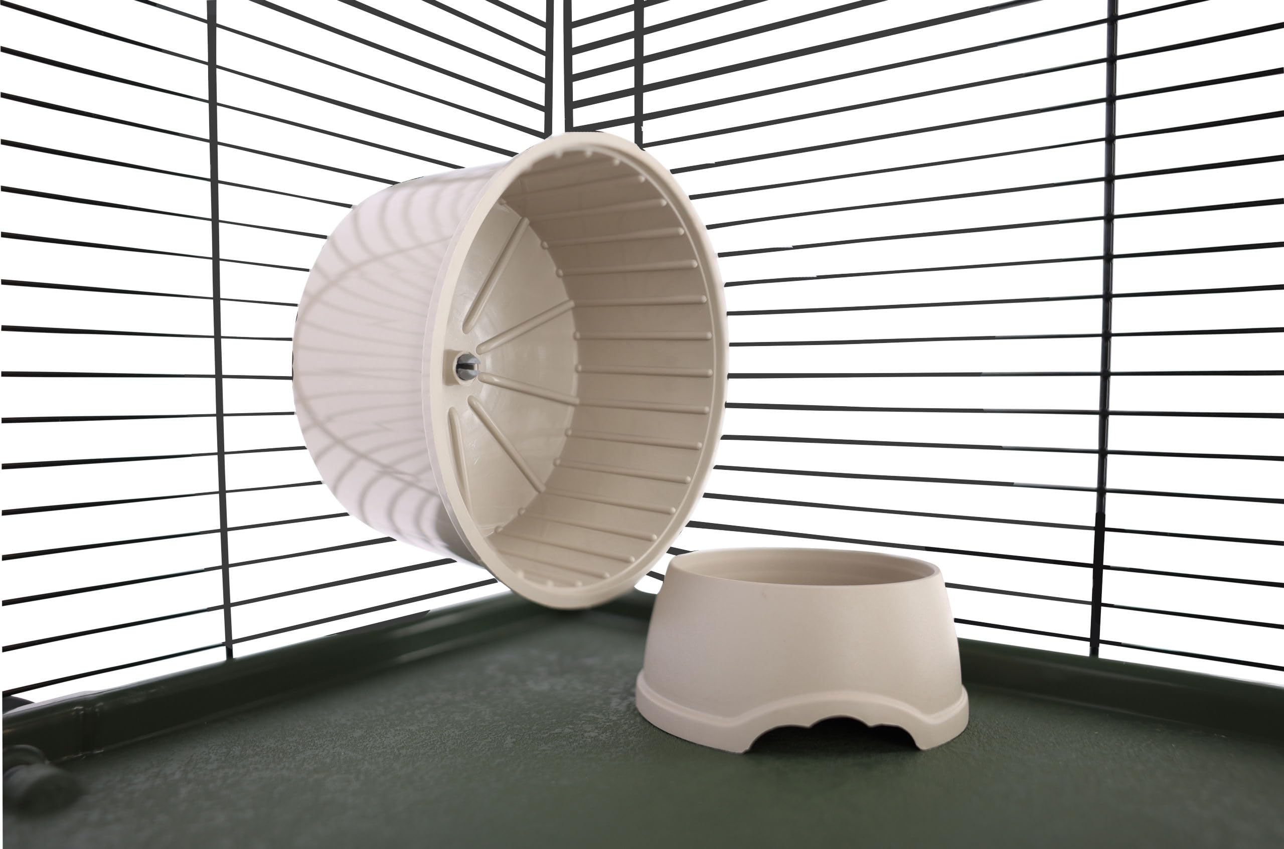 Kerbl Pet Kleintierkäfig Flat Nature, Hamsterkäfig, Taupe, dunkelgrün, schwarz, 80x45x51cm, Kunststoff, Hamster, Mäuse, Ratten, mit Häuschen, Futternapf