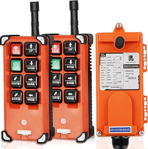 Control remoto de grúa industrial inalámbrica, interruptor de 8 botones, CC de 12 V, transmisor y receptor de elevación eléctrica de puente de