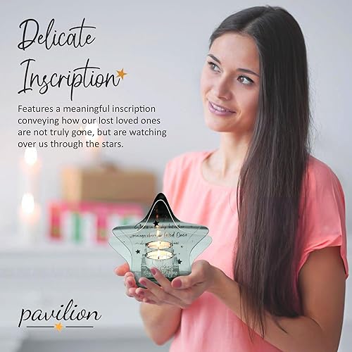 Miniatura 9 de Pavilion - Whisper I Love You - 6.75 x 5 x 2.25 pulgadas con forma de mariposa portavelas de vidrio y espejo - en memoria de duelo conmemorativo