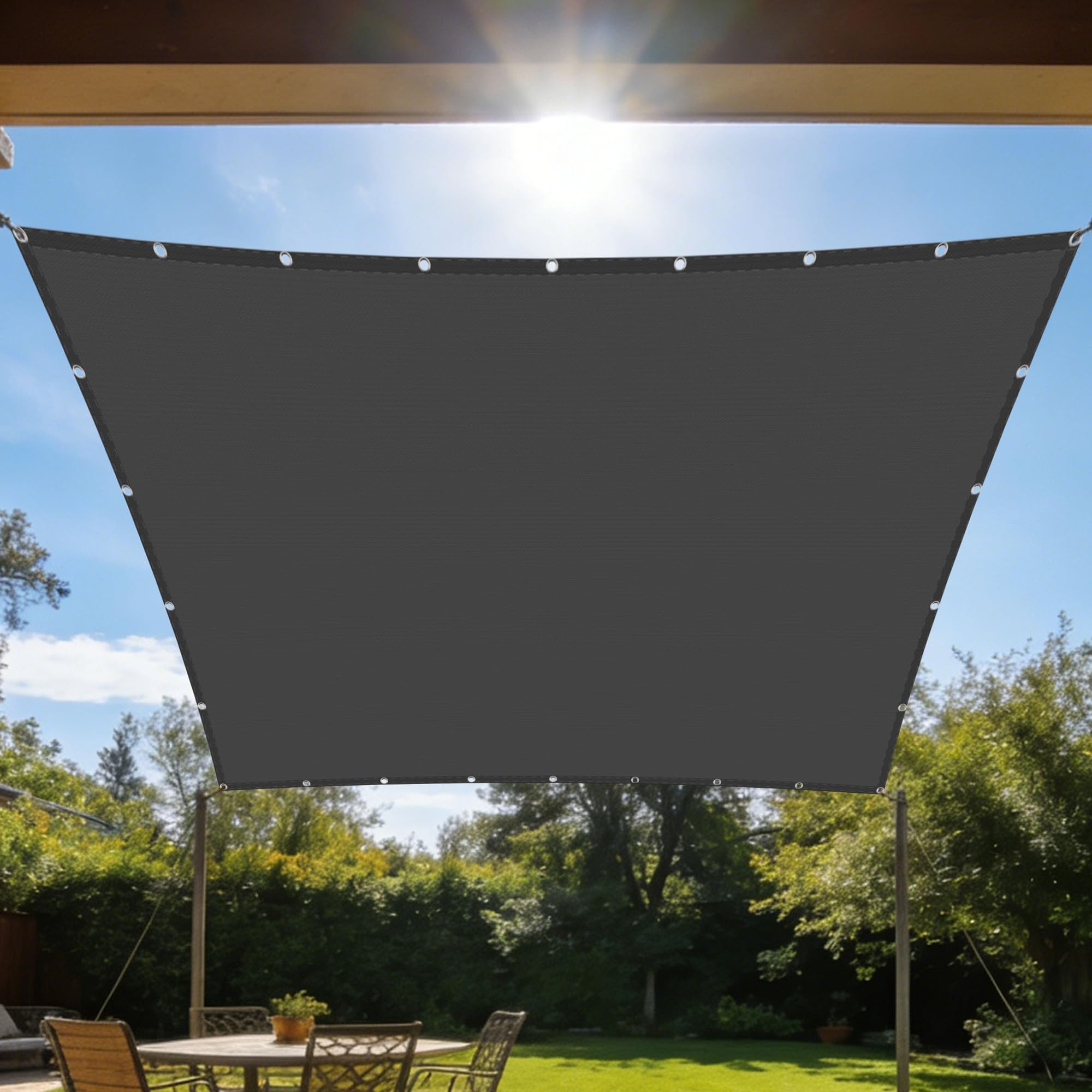 Voile d'ombrage résistant aux UV et au vent auvent rectangulaire gris