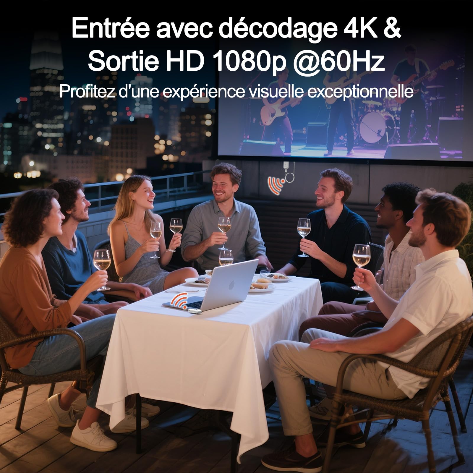 Alxum emetteur recepteur hdmi sans Fil USB-C, Transmetteur HDMI sans Fil décodage 4K avec Sortie 1080P@60Hz, Double Bande 5G+2,4G – pour PC, Smartphone, Tablette vers écran, projecteur ou TV