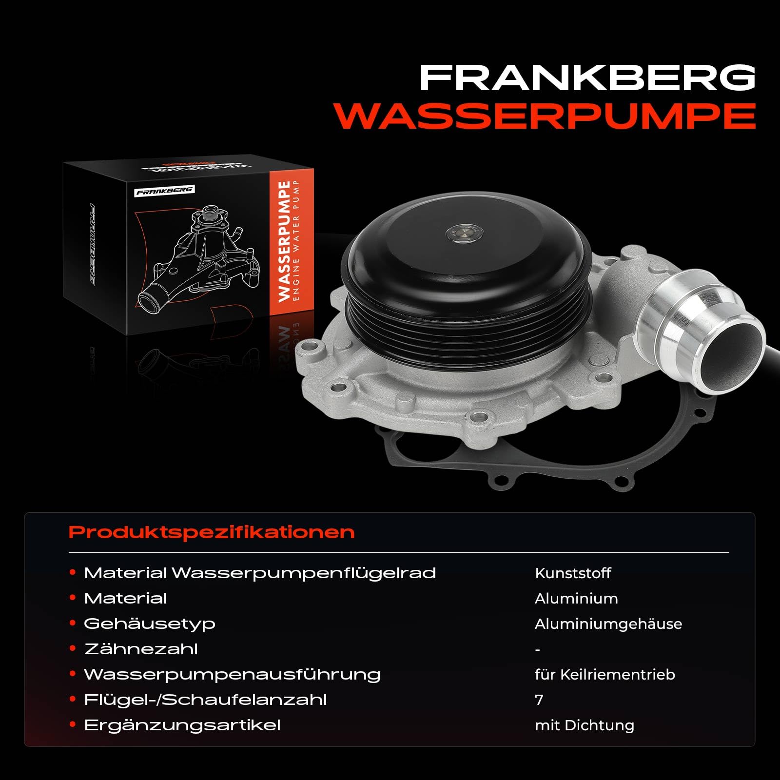 Frankberg Pompa acqua Pompa refrigerante con Guarnizione Compatibile con B-Class W242 W246 GLClasse A X156 Classe A W176 CLA Coupé C117 CLA Shooting Brake Replace# 6512000501