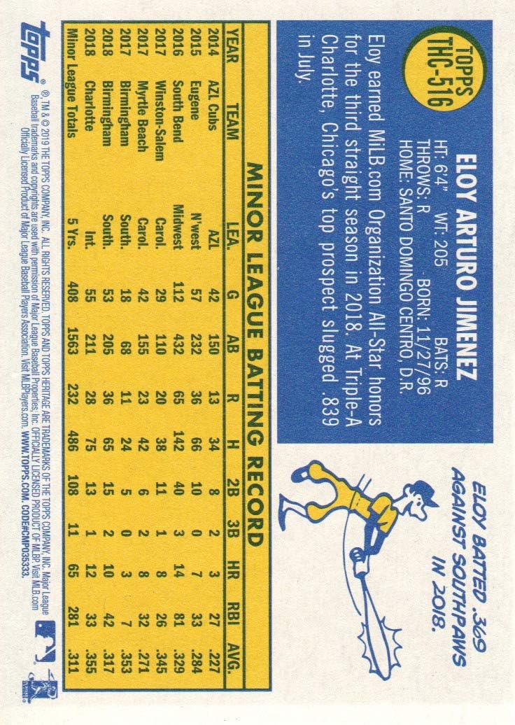 2019 Topps Heritage Baseball Chrome Purple Refractor #THC-516 Eloy Jimenez