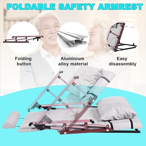 Miniatura 5 de YUCHENGTECH Respaldo de cama ajustable con reposabrazos plegable, respaldo de elevación eléctrico para cama para personas mayores, pacientes