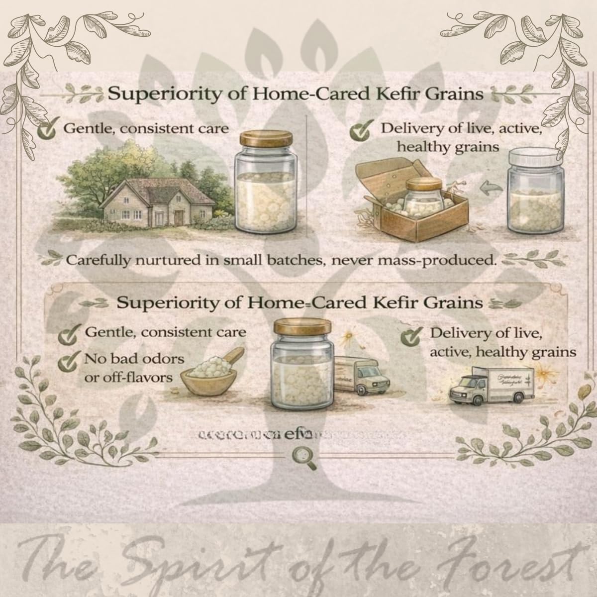 The Spirit of the Forest: Live Milk Kefir Grains – Home-Cared, Non-Industrial Culture, Fresh & Active, Shipped Directly in Glass Jar + Complete Recipe Book by Laila Rare Tambillo Ecuador, Ecuadorian Strain, Lebanese Care. 100% Natural Grass-Fed, Fresh from FL - 0.5 oz (3 tsp)