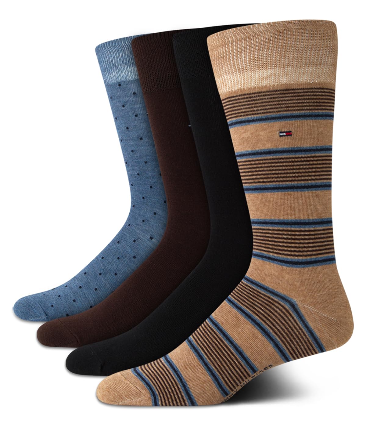 Tommy Hilfiger Herren-Socken – 4er-Pack, bequem, Stretch, atmungsaktiv, legere Arbeits-Crew-Socken für Herren (Größen: 40-47)