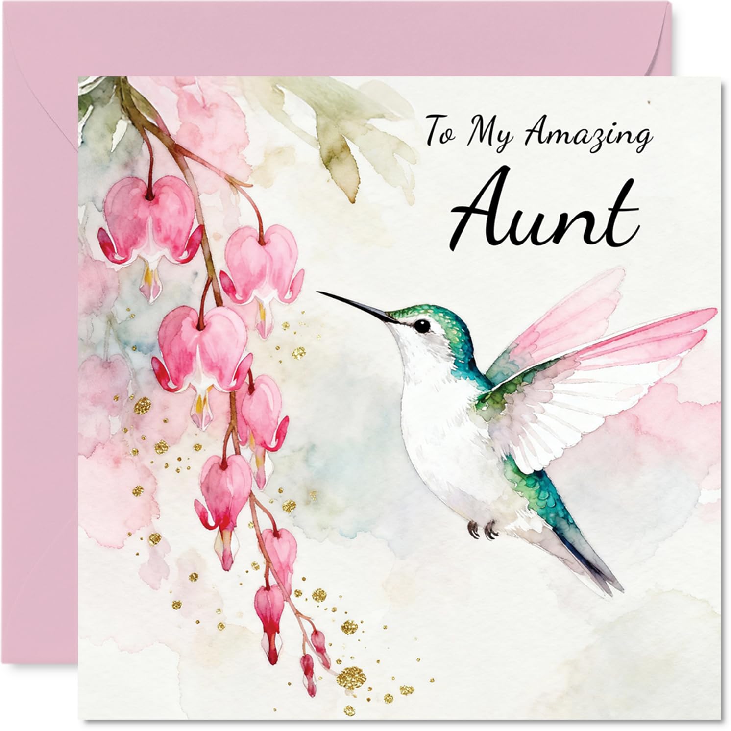 Aunt Birthday Card, Hummingbird Wishes