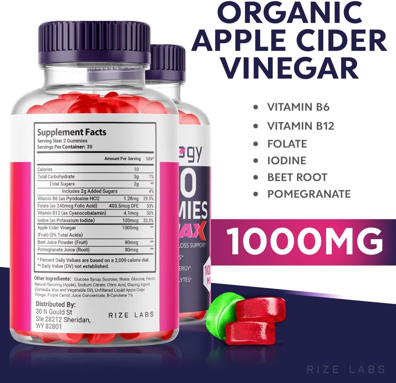rize labs - Ketology Keto ACV Gummies - Advanced Apple Cider Vinegar Gummies (300 Gummies) (Pack of 5)