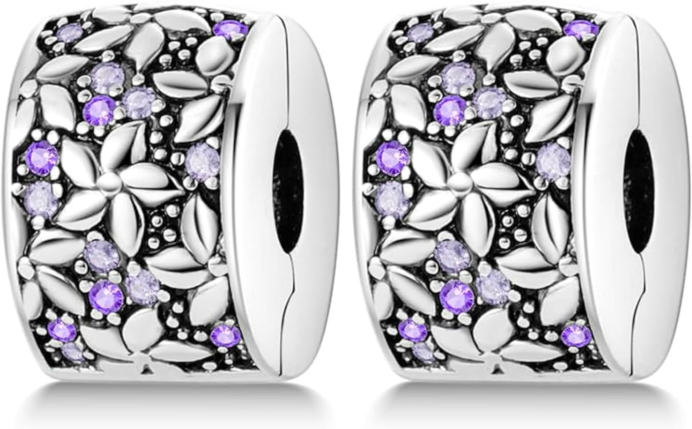 CYCUFF Clip Spacer Charm for Bracelet 925 Sterling Silver Star Moon Pave Cubic Zirconia Clip Lock Stopper Bead Charm Gift for Women