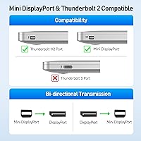 Vista 6 de Cable Matters 2-Pack 32.4Gbps 8K Mini DisplayPort to DisplayPort 1.4 Adapter (Mini DP to DP 1.4) in Black - 8K@60Hz, 4K@240Hz Resolution Ready