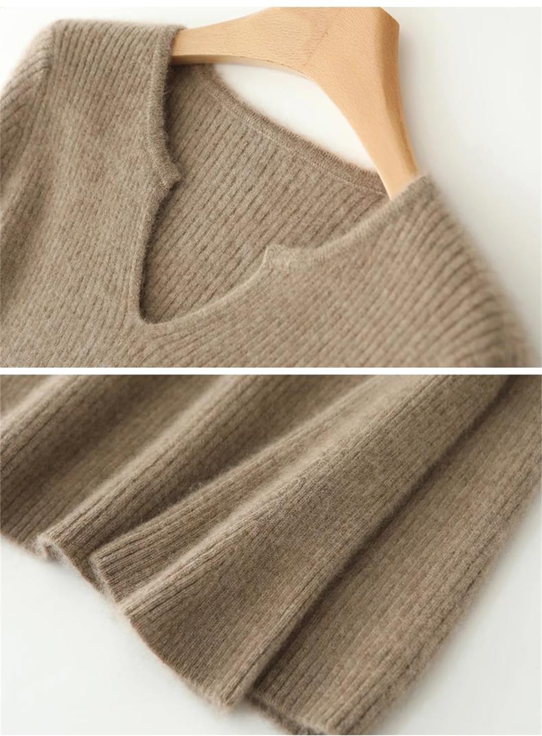 Abito da donna in lana lavorato a maglia autunno inverno midi manica svasata caldo maglione fondoschio-S