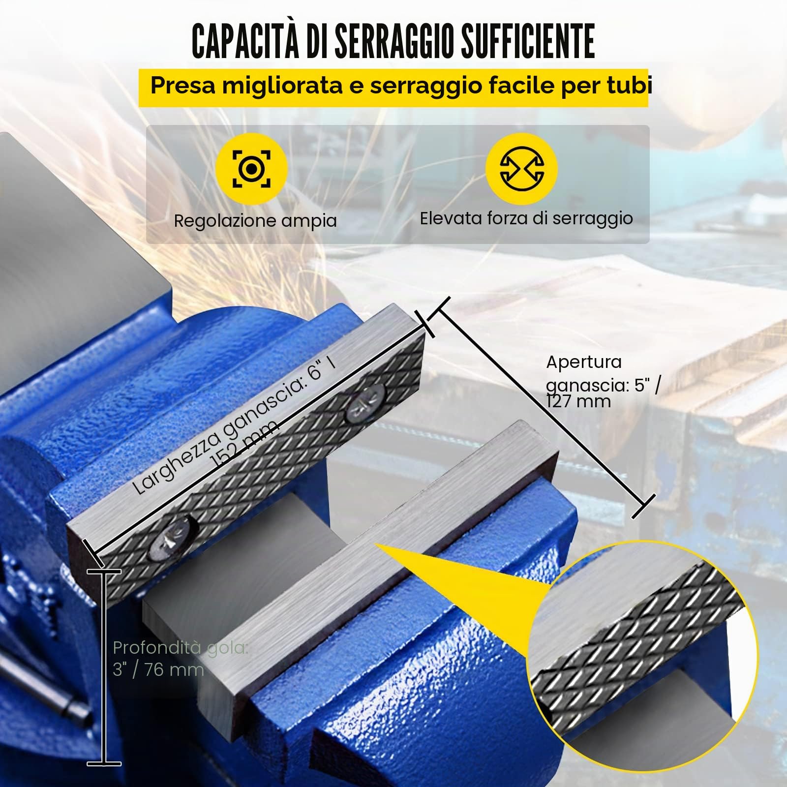 BestEquip Morsa da Banco Multiuso 6 Pollici 150mm Morsa da Banco Girevole in Ghisa Morsa Multiuso con Base Girevole 360 Gradi