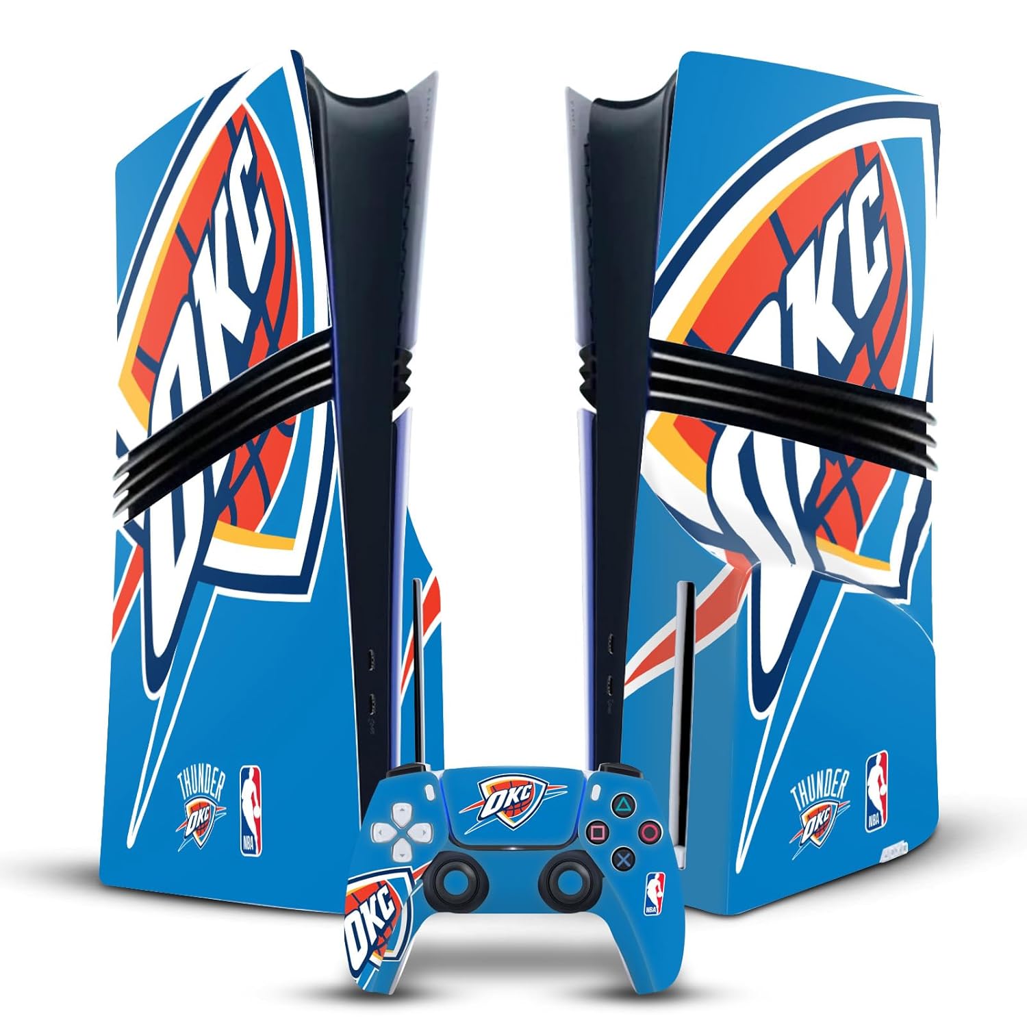 Head Case Designs Officially Licensed NBA Oversized Oklahoma City Thunder Logo Vinyl Sticker Gaming Skin Decal Compatible With Sony PlayStation 5 PS5 Pro Disc Edition Console & DualSense Controller