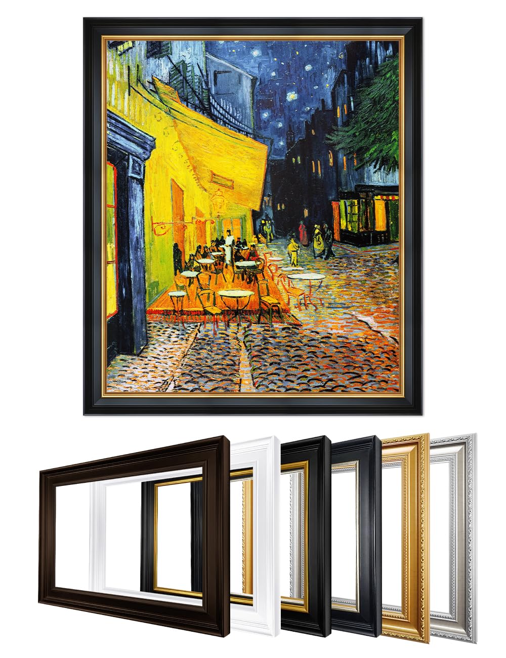 DECORARTS - Vincent van Gogh Cafe Terrace at Night Fine Art Giclee Print Framed Van Gogh Wall Art