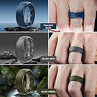 Vista 66 de Egnaro Anillos de boda de silicona para hombre: 1/4/6/7 Multipack de anillos de boda de goma con arco interior Diseño ergonómico transpirable