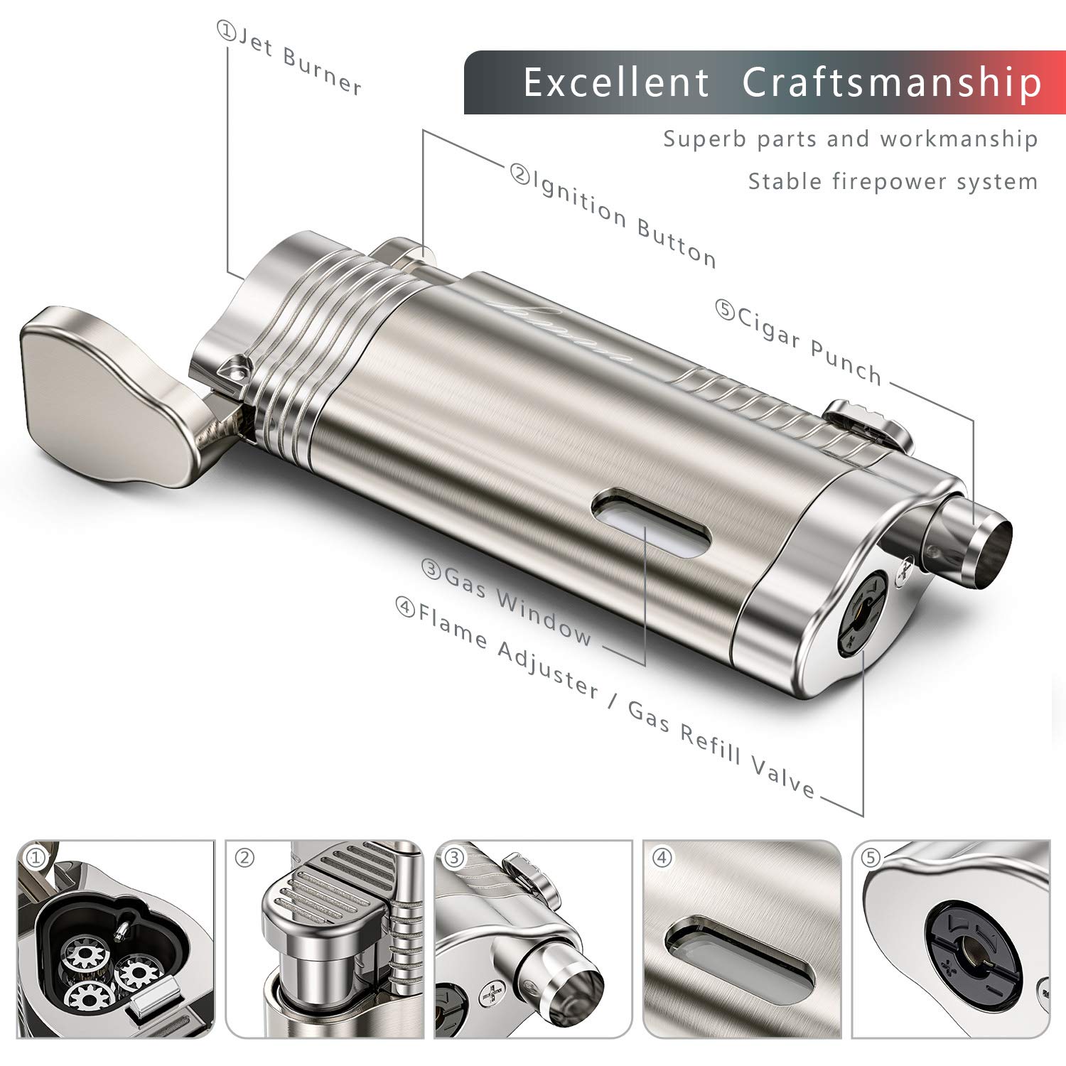 Nizirioo Lot De 2 Briquets Tempête Jet Flamme