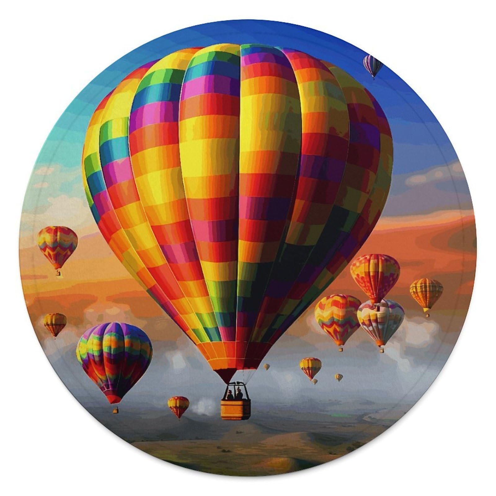 Couverture polaire ronde originale imprimée montgolfières pour offrir une touche cosy