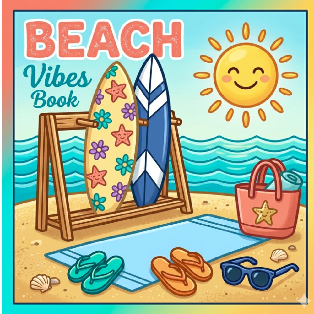 Beach Vibes Book: Bold and Easy Coloring Book for Adults and Teens | Simple Beach Scenes, Summer Vacation, Ocean Views, Tropical Relaxation and Stress Relief Designs