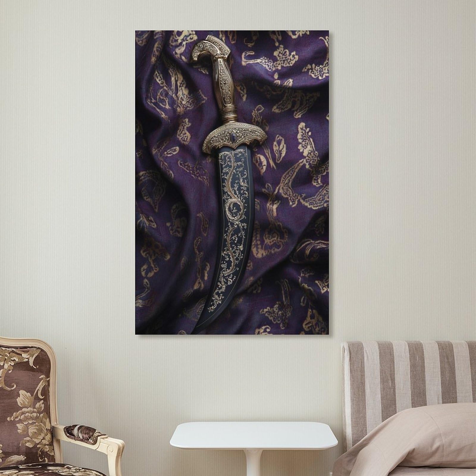 WJWART Sikh Kirpan - Póster en lienzo para decoración de dormitorio, oficina, habitación, regalo, 60 x 90 cm