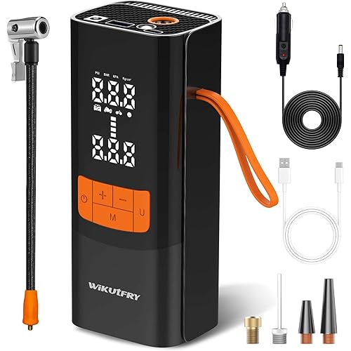Tire Inflator Portable Air Compressor, 15000mAh and 150PSI Car Tire Pump with Pressure Display for Cars, Motorcycles, Bicycles, Ball Bikes with Tire Pressure Gauge, Dual-Use Type