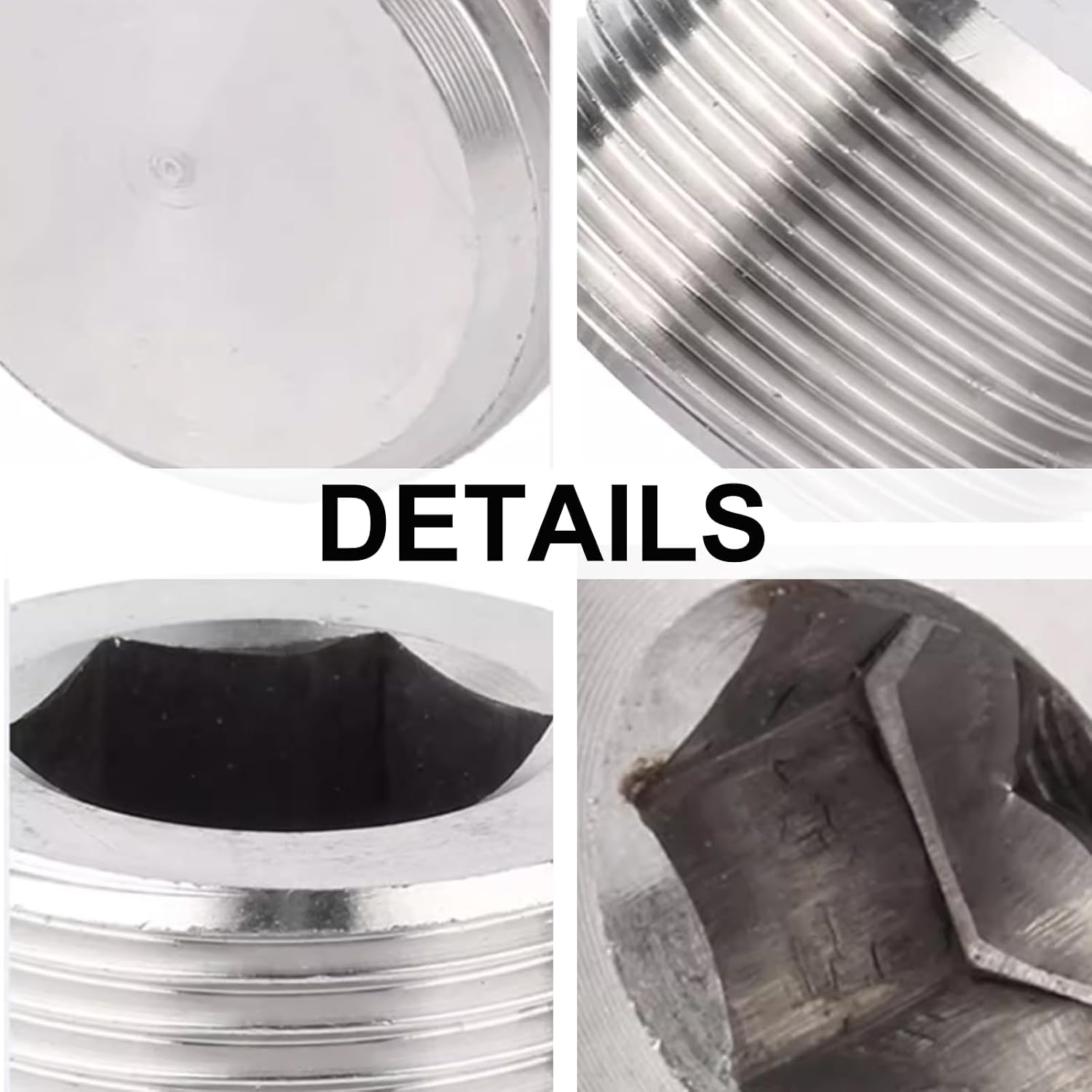 20 PCS 304 Stainless Steel Pipe Plug Socket Set, 1/8" 1/4" 3/8" 1/2" 3/4" NPT Male Plug, 5 Size Internal Hex Head Pipe Fitting Kit for Leak