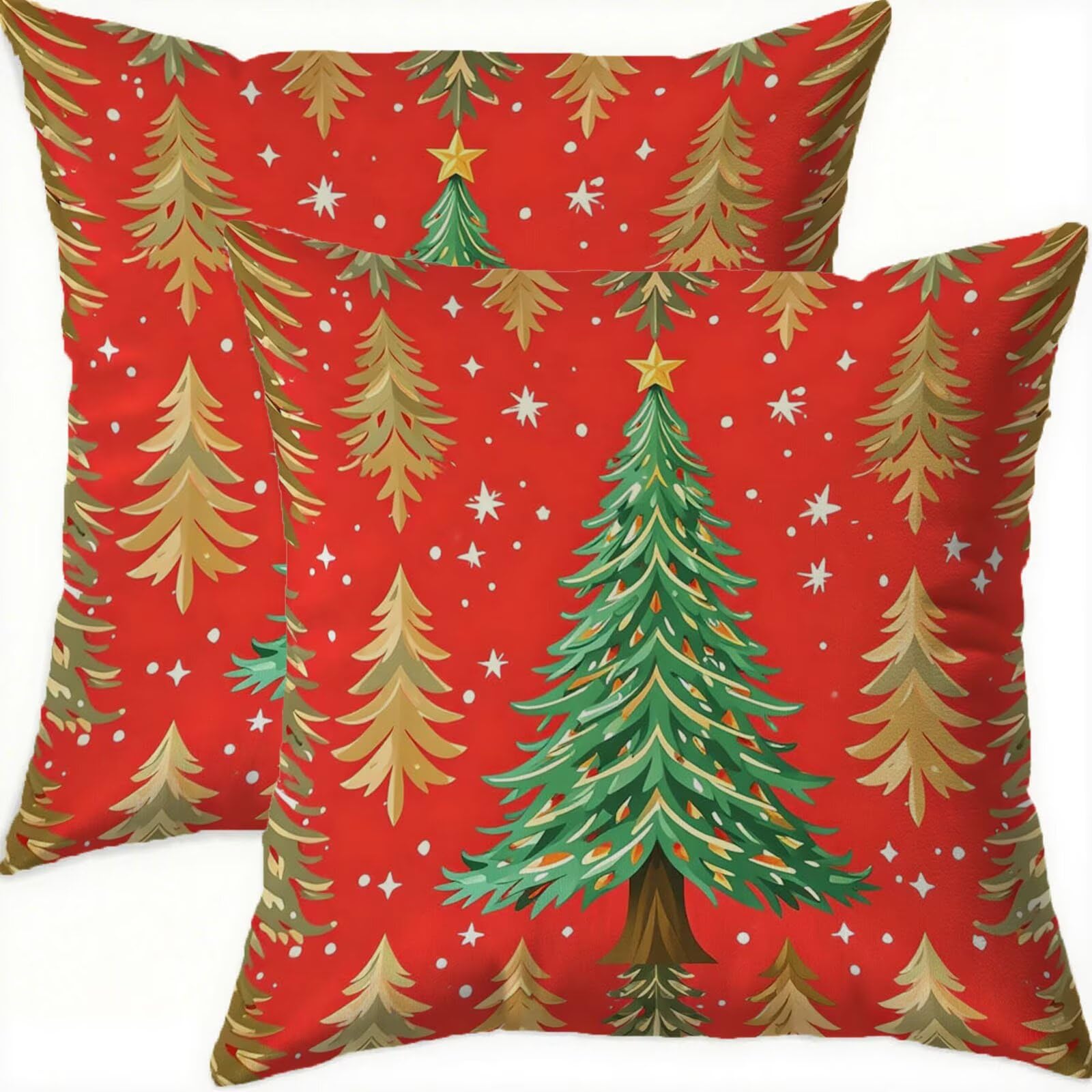 Housse coussin 70x70 velours imperméable vert taie oreiller salon Noël