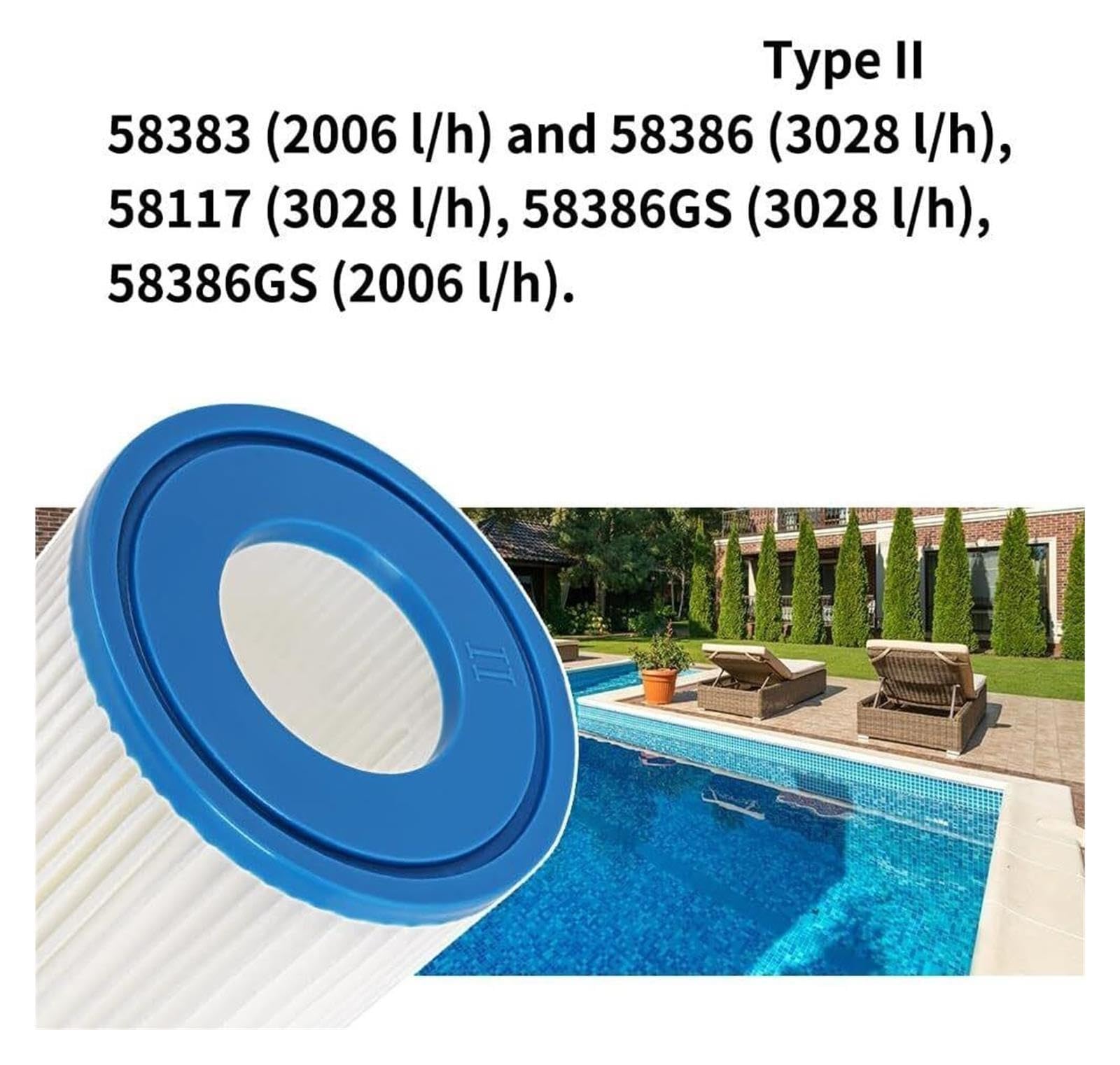Cartuccia Filtro, Compatibile Con Bestway, II, Cartuccia Filtro Pool Spa, Compatibile Con Flowclear, II, Compatibile Con Lay Z Spa, 58094, 58383, 58386, 58117, 58386GS Pezzi di ricambio(4pcs)