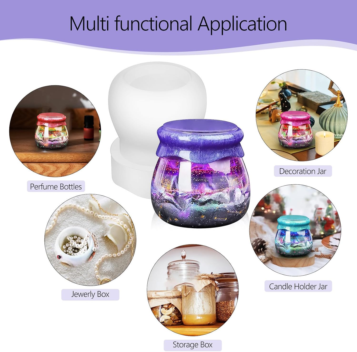 2pcs Pudding Jar Resin Molds with Lid, Small Round Silicone Jar
