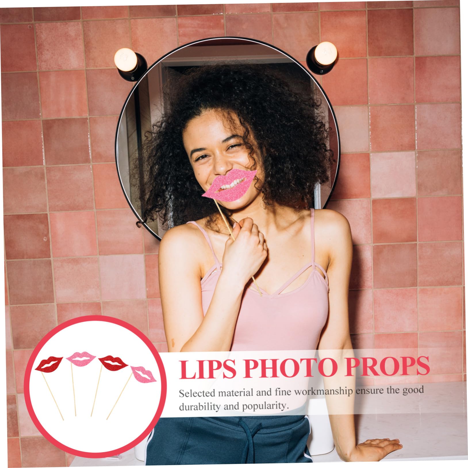 GALPADA 3 Sätze Teiliges Rote Und Pinke Lippen Fotorequisiten Mit Stiel Wiederverwendbare Party Photo Props Für Hochzeitsfeiern Geburtstage Fotokabinen Und Selfie Themen 40 Stück * 3