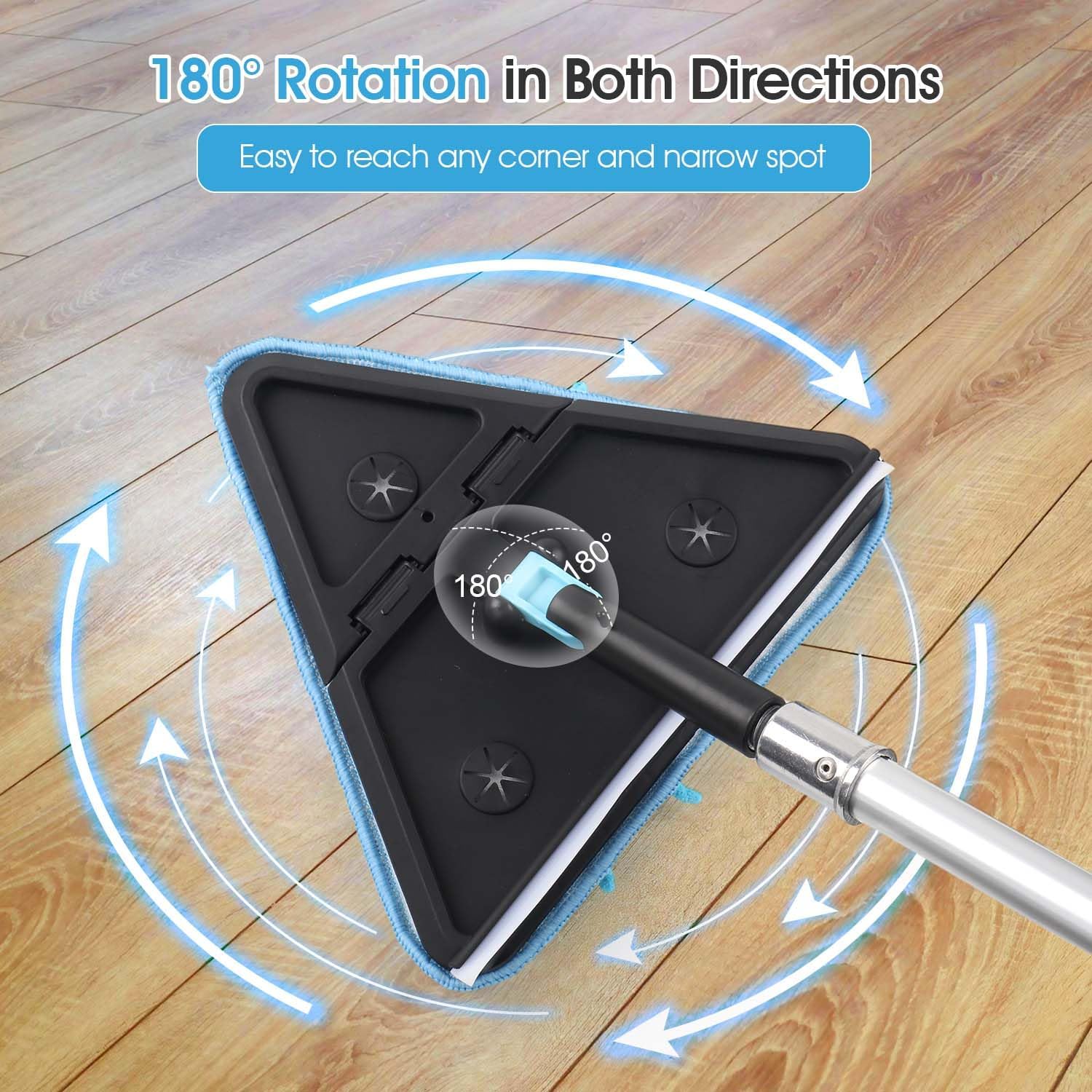 90° Foldable Wall Cleaner Mop 3-in-1 Ceiling Cleaning Tool Duster with 5 Replacement Microfiber Chenille Pads for Painted Walls, Window, Floor, Baseboard (Pole Not Included) (2)