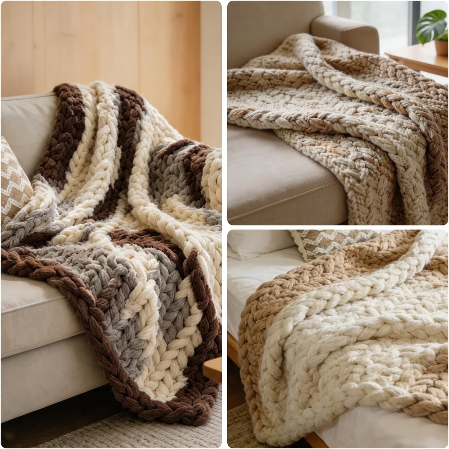 GIFMFTHK Chunky Blanket Loom Kit - 60 inch Adjustable Finger Knitting Loom