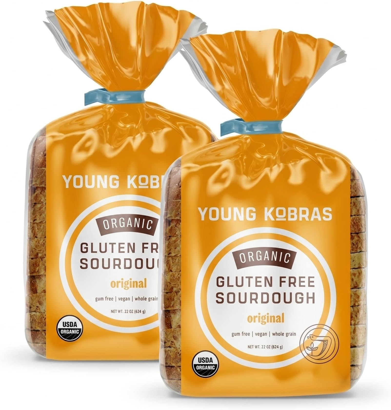 Young Kobras Organic, Gluten-Free Original Sourdough Bread 22oz (2-pack) - Allergen Friendly, Vegan, Gum-Free, Simple Ingredients & Made Fresh to Order