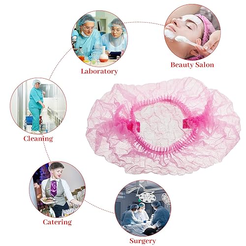 Miniatura 25 de 100 gorras desechables no tejidas Bouffant de 21 pulgadas, red elástica para el cabello, sombreros para salón de belleza, hospital, spa, catering