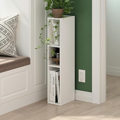 Miniatura 2 de Furinno Fulda Book Shelf, 3-Tier Narrow Bookshelf, Bookcase with 6-in Width Storage Shelf, 9.3 x 5.9 x 31.5, for Living Room, Bedroom, Home Office,