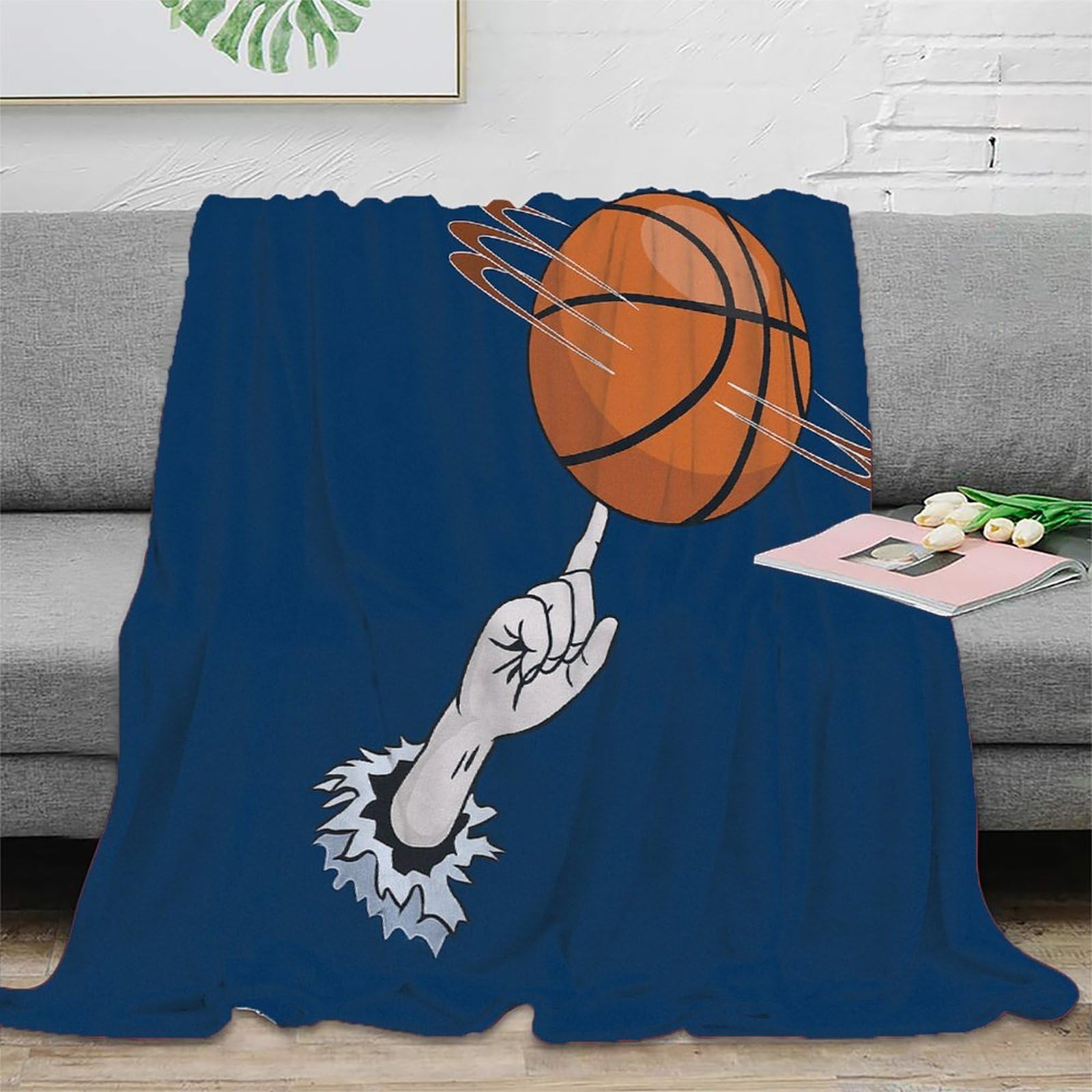 Couverture Polaire Basket 150x200cm Plaid Chaud Microfibres Dessin Animé