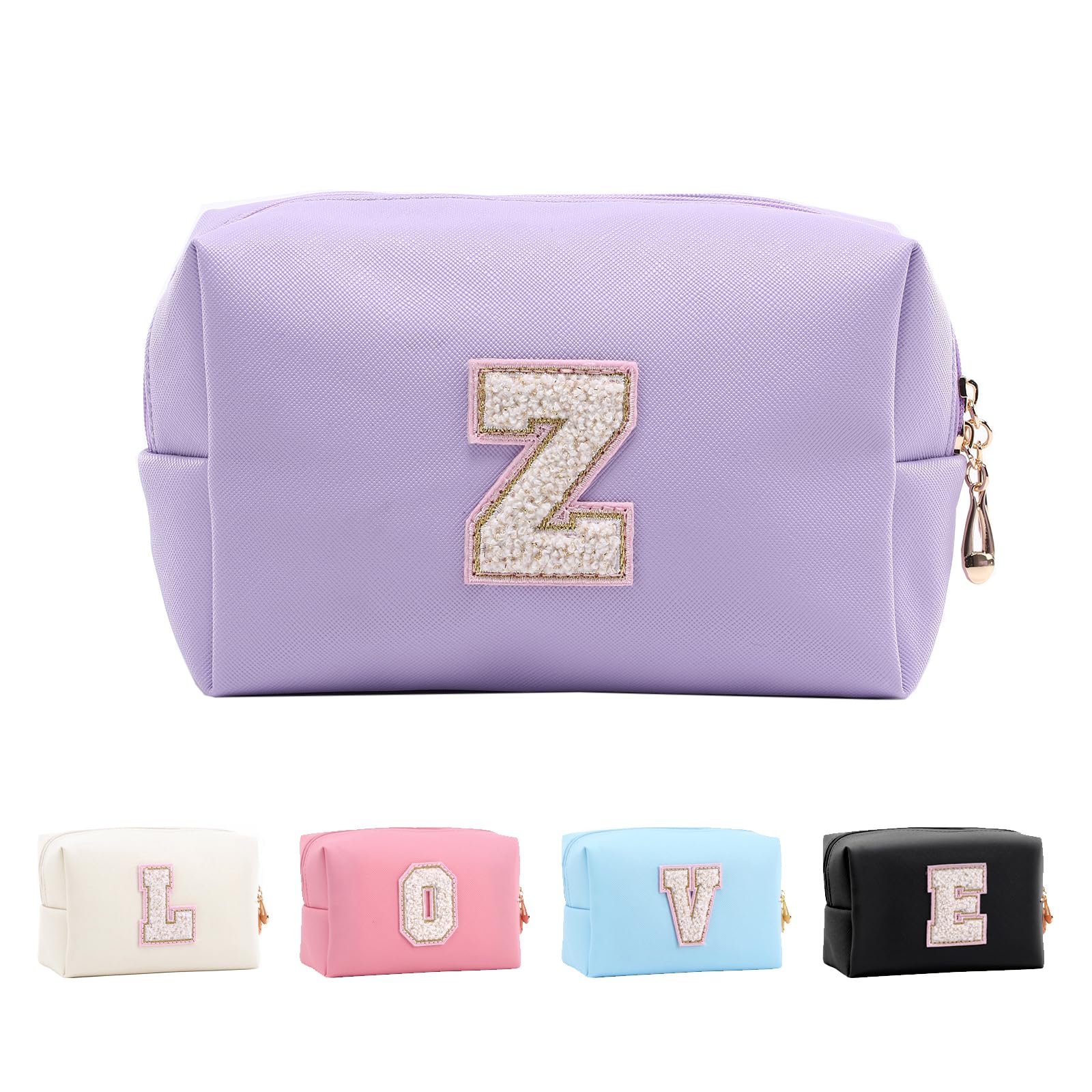 Bolsa de Maquillaje, Bolsa de Cosméticos Impermeable de Viaje, PU Cuero, Neceser de Baño, Bolsa De Aseo Y Almacenamiento para Mujer,Cosas Preppy para niñas Adolescentes (Letra A-Z) — view 195