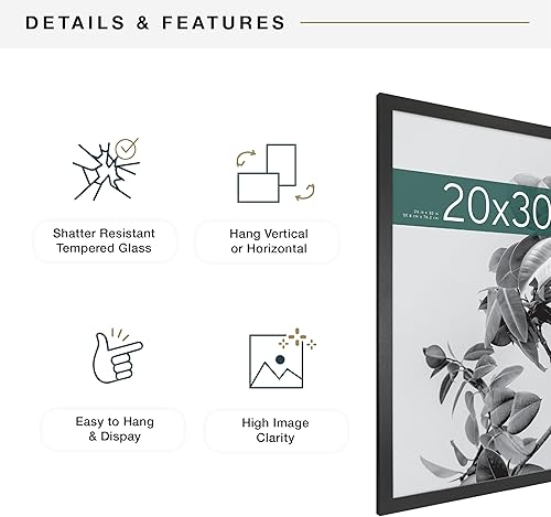 Vista 269 de MCS Studio Gallery Marco para póster de 16 x 24 pulgadas, imitación de veta de madera de color negro, colgar en horizontal o vertical, grande