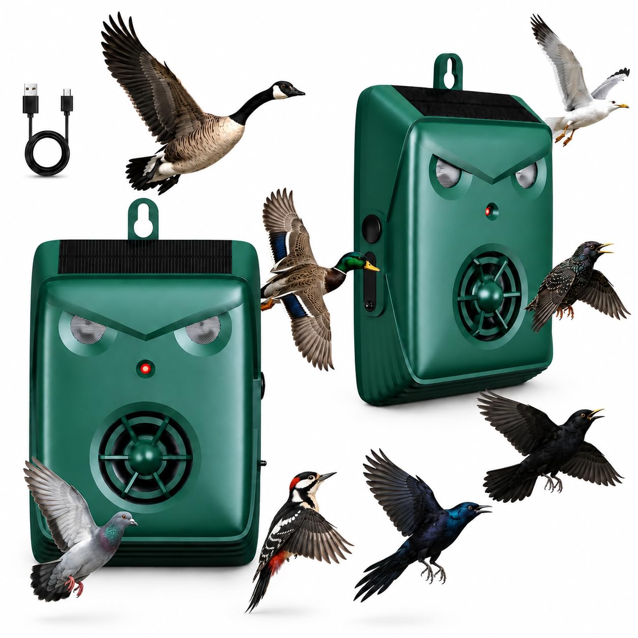 LNYUHAD Solar Ultrasonic Bird Repellent 2 Pack