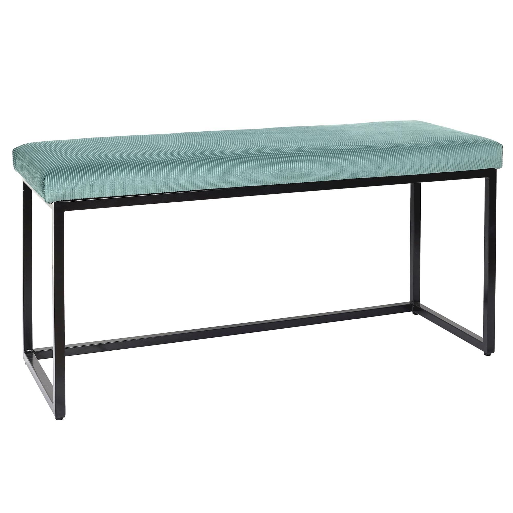 HOME DECO FACTORY - Banc Giulia Scandinave en Velours Bleu - Design Élégant avec Pieds Métalliques - Idéal pour Salon - Chambre ou Entrée - Dimensions : 100x39x49 cm - Bleu - Collection Giulia