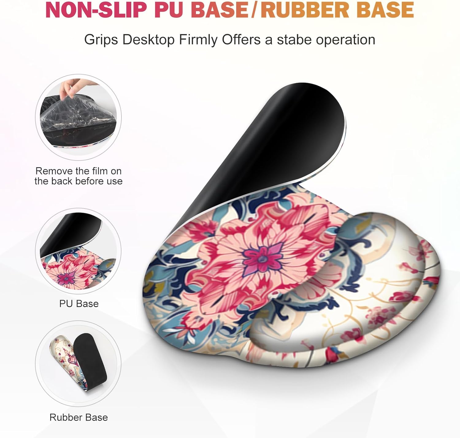 Gaming Mouse Pad, Large Desk Mat, Cute Desk Pad Protector, 4in1 XXL Mousepad + Keyboard Wrist Rest+Mouse Wrist Rest+Coaster Set with Ergonomic Desk Pad for Home Office Computer, Retro Style Pattern - Image 8