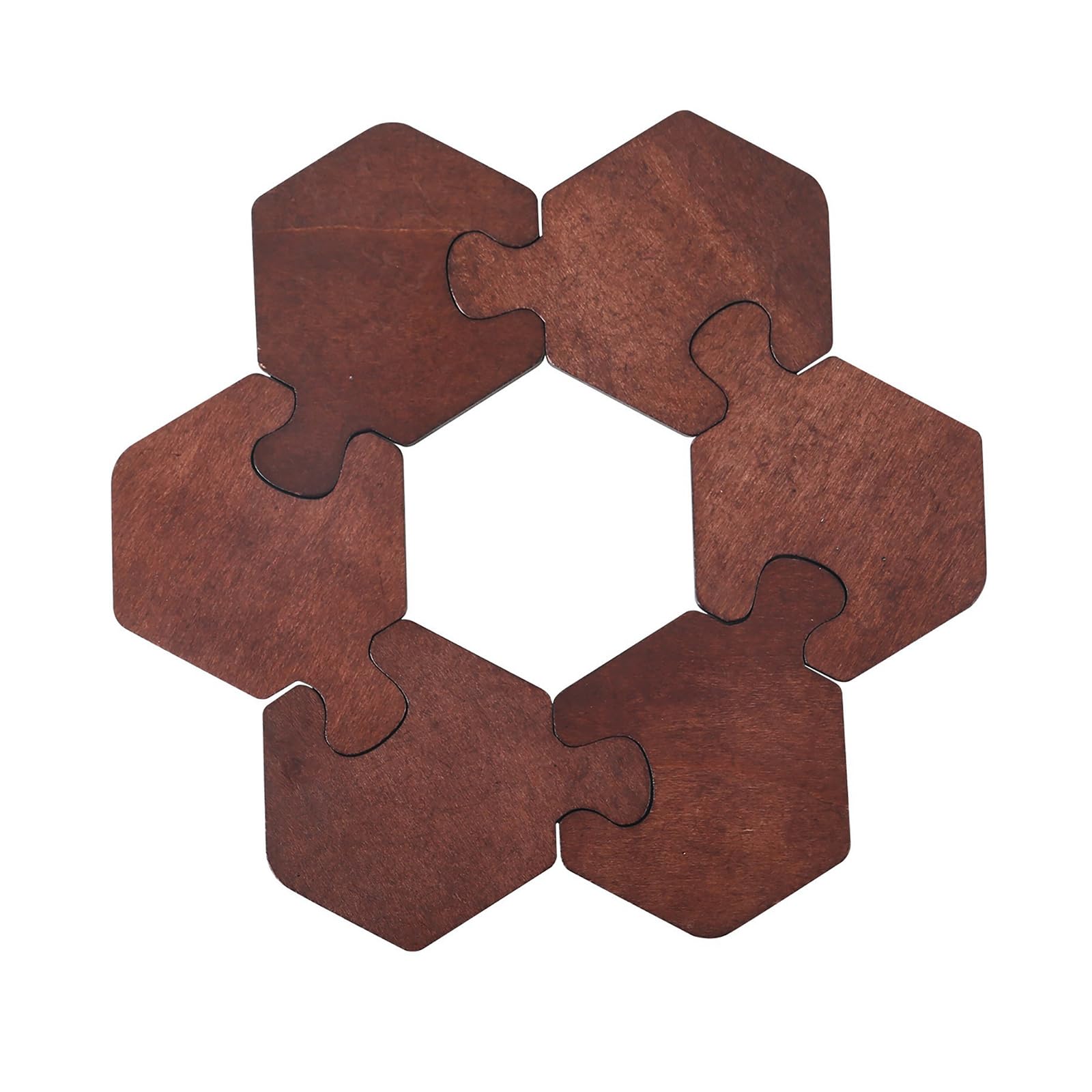 6Pcs Jigsaws Wood Coasters Puzzle Drinking Cup Mats Practical Heatproof Table Placemat for Home Use Puzzle Coasters
