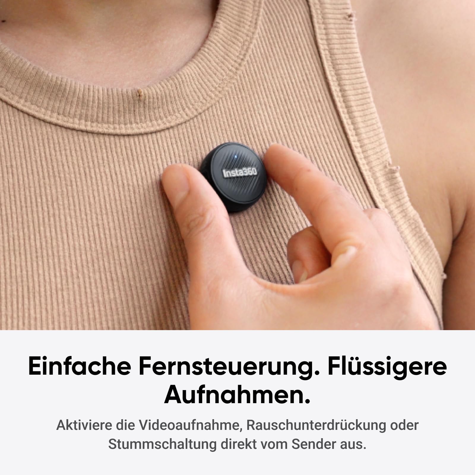 Insta360 Mic Air Transmitter, ultraleichte 7,9 g, Drahtloses Mikrofon X5/X4/X4 Air/Ace Pro 2/GO Ultra, Rauschunterdrückung, Vlog, Streaming