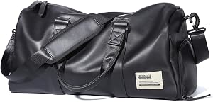 Gym Duffle Bag Waterproof Leather Large Sports Bags Travel Duffel Bags with Shoes Compartment Wet Bag Weekender Overnight Bag Men Women