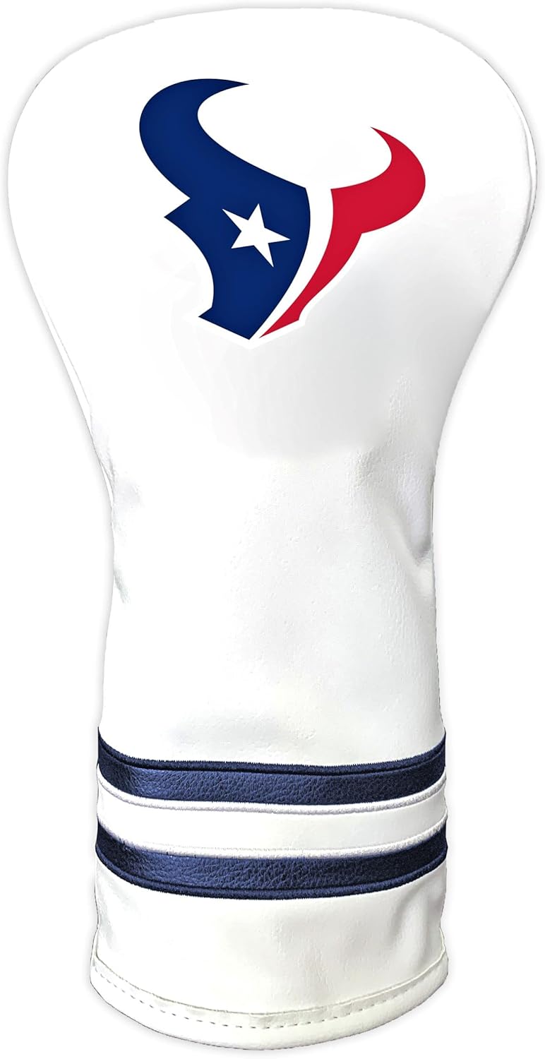 Team Golf NFL Houston Texans White Vintage Driver Head Cover White Vintage Driver Golf Club Headcover, Form Fitting Design, Retro Design