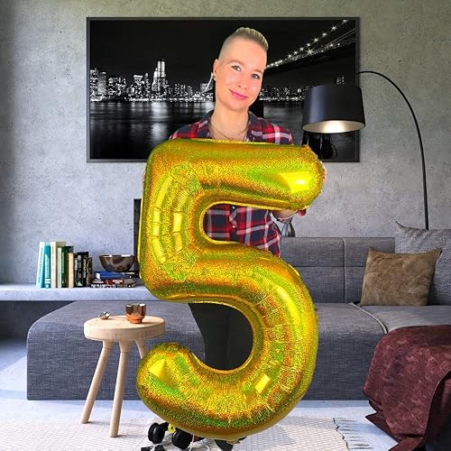 Miniatura 2 de DIWULI Globos dorados de 40 pulgadas, globos grandes del número 50, globos dorados grandes, decoraciones de fiesta de cumpleaños de 50 años,