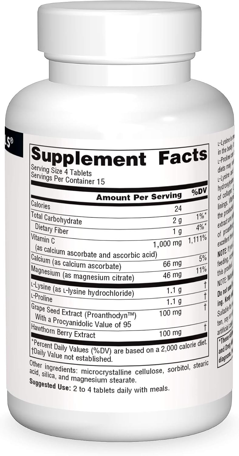 Source Naturals L-Proline & L-Lysine, 550mg - 60 Tablets
