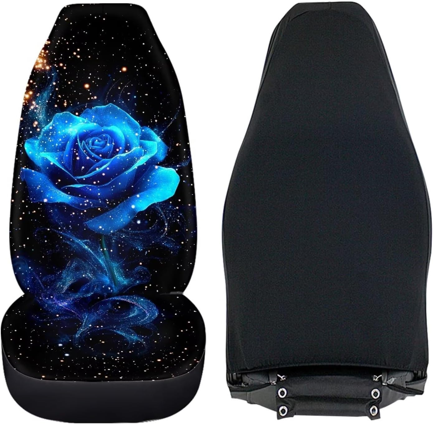 Howilath Galaxy Gothic Blue Rose Car Thicken Front Seat Covers for Women Men, 2pcs Car Accessories High Back Front Seat Covers