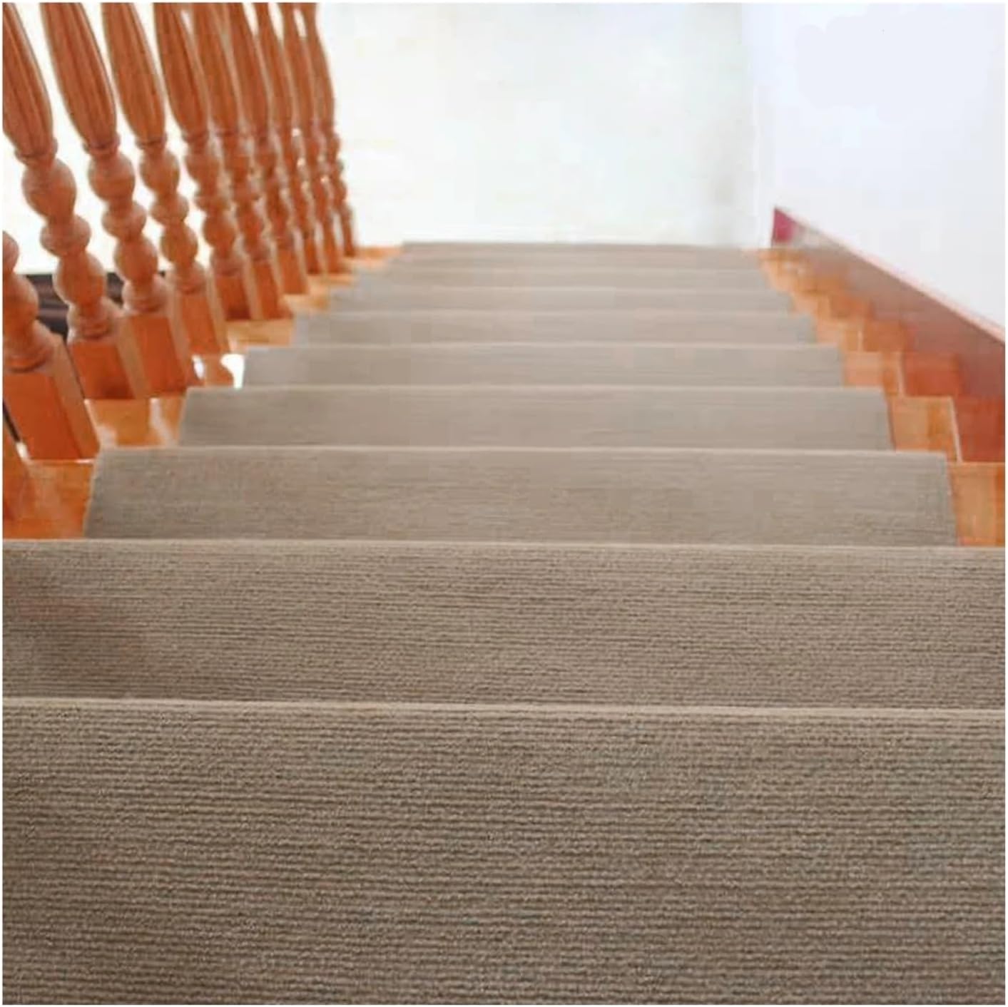 Stair Treads Slip Carpet Striped Carpet Runner Mats 13-Piece Set Anti-Skid Stair Treads for Stairs Bedroom, Beige Floor Mat