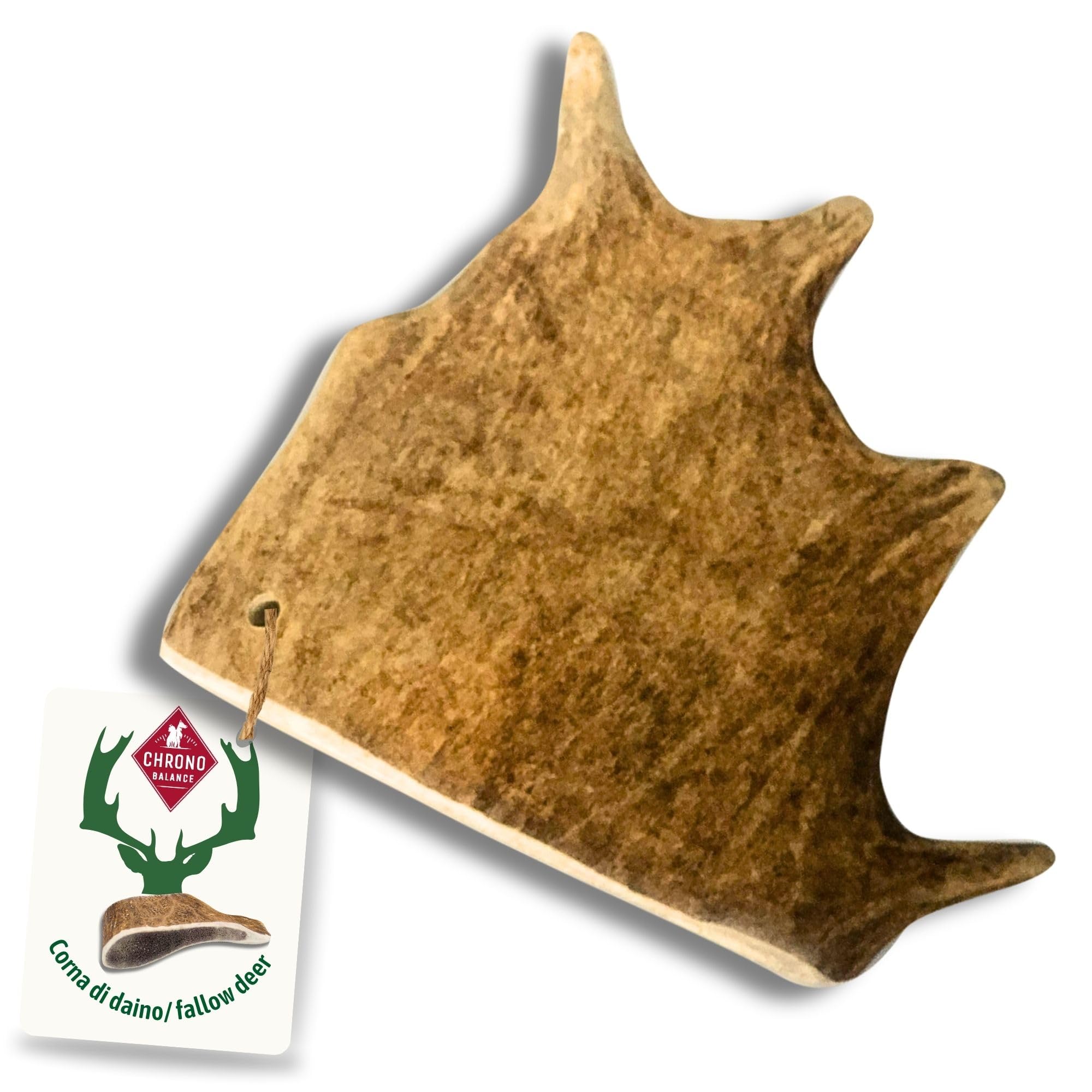 ChronoBalance-XL Corno di Cervo Daino per Cani, Confezione da 1, 100% Naturale, Osso di Cervo, Cura Dentale, Giocattolo per Cani, Ricco di Minerali e Nutrienti, Lunga Durata