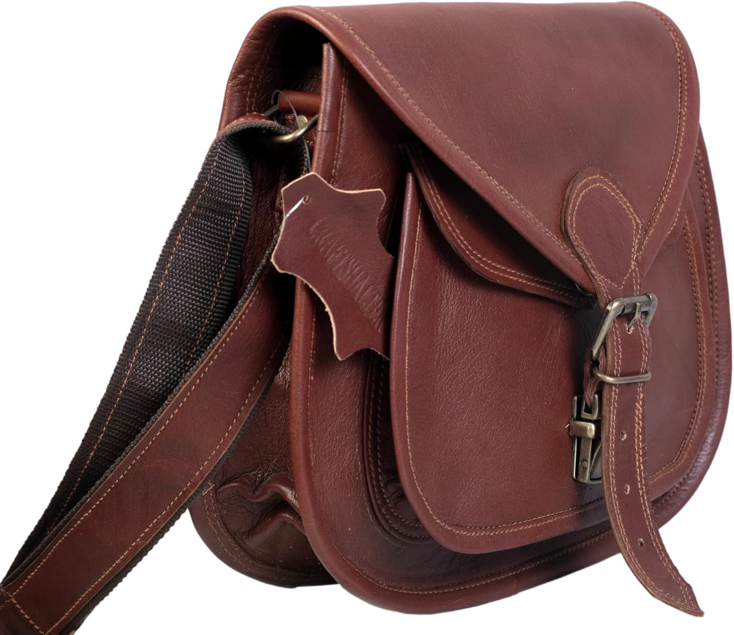 Premium Leather Vintage Crossbody Satchel Bag, Brown Handcrafted Purse, Adjustable Strap, Leather Woman Purses And Lightweight Travel Purse - Image 3